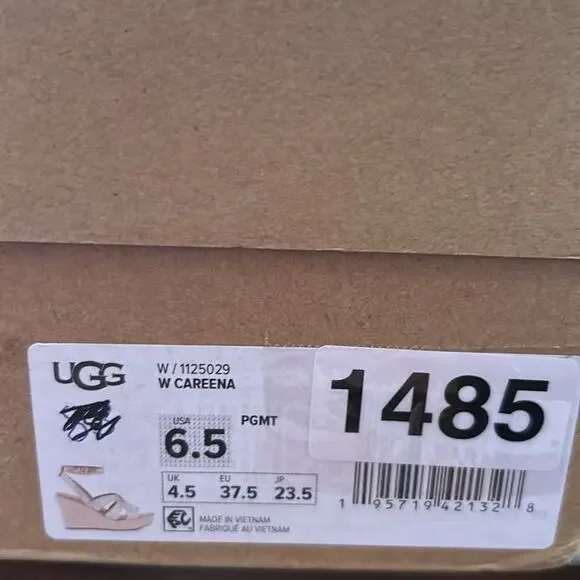 Ugg Careena Gold Metallic Leather Wedge Espadrilles Sandals Ankle Strap NEW 6.5 - Picture 11 of 11